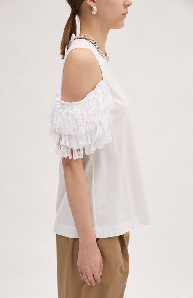 Cold Shoulder Fringe Top