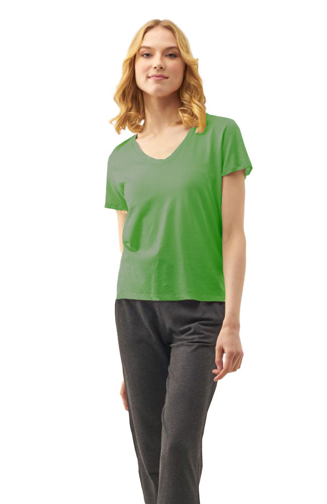 Cotton Silk Touch S/S V Neck Tee