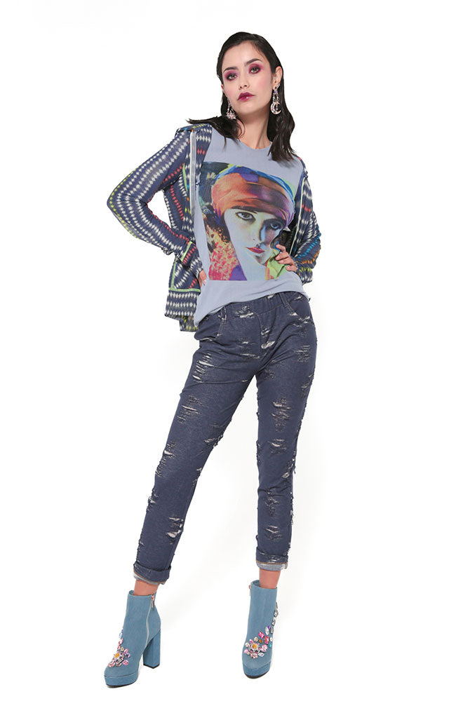 Combo Long Sleeve Crew Neck Top