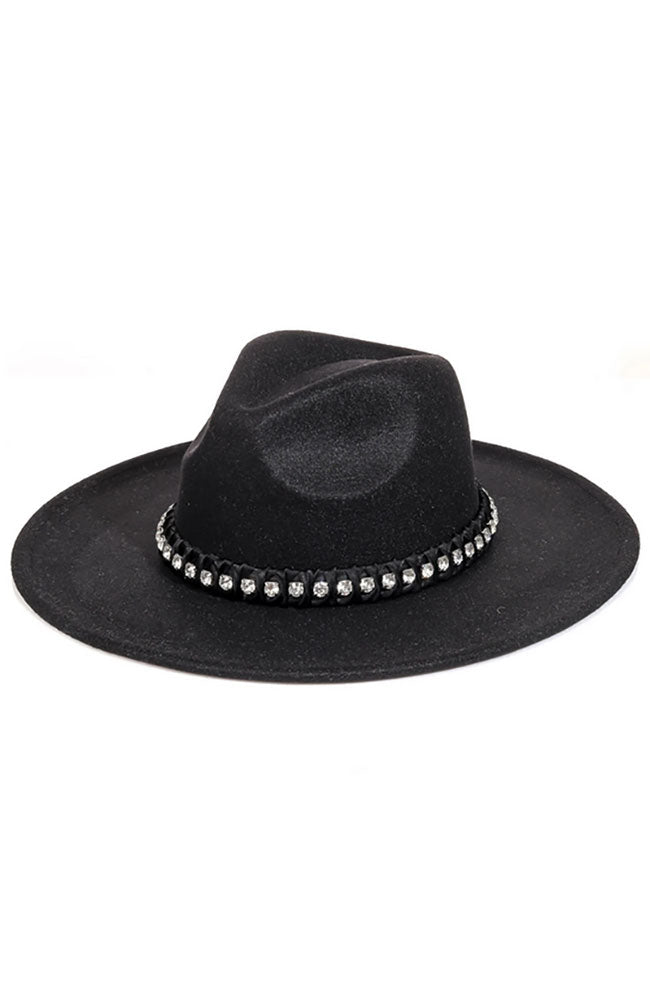 Black Hat Rhinestone Trim