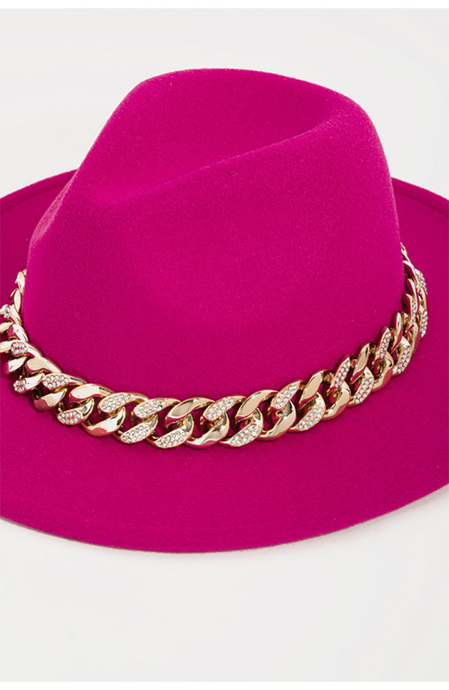 Fuschia Hat Large Chain Trim
