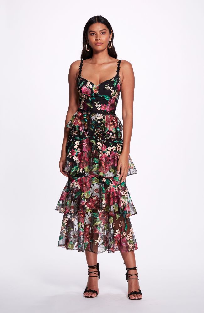 Tiered Skirt Tea Length Dress