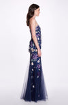 Strapless Embroidered Tulle Gown
