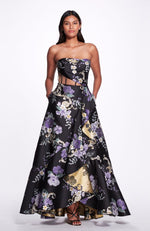 Sheer Cut Out Floral Gown
