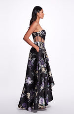 Sheer Cut Out Floral Gown
