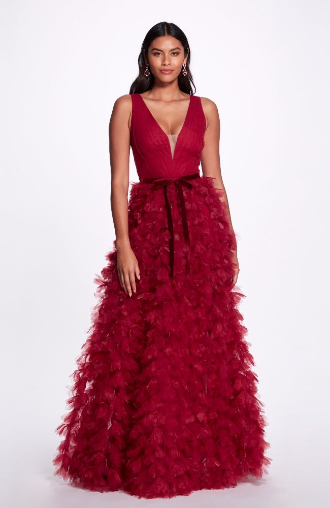 Plunging A-line Gown