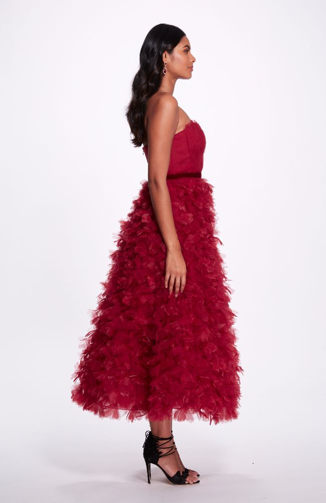 Sweetheart 3D Tea Length Gown