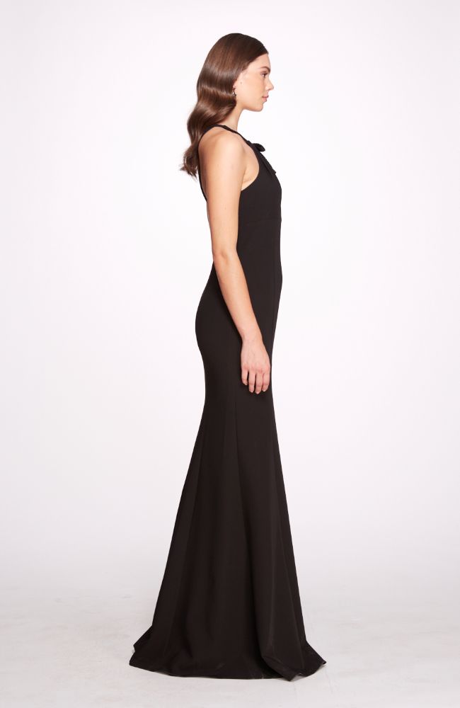 Halter Stretch Crepe Halter Gown