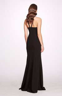 Halter Stretch Crepe Halter Gown
