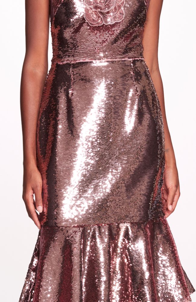 Majestic Magnolias Sequin Midi