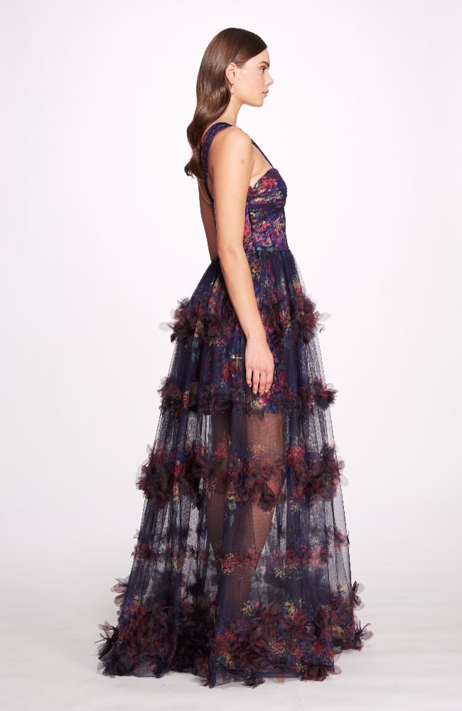 Watercolor Garland Print Gown