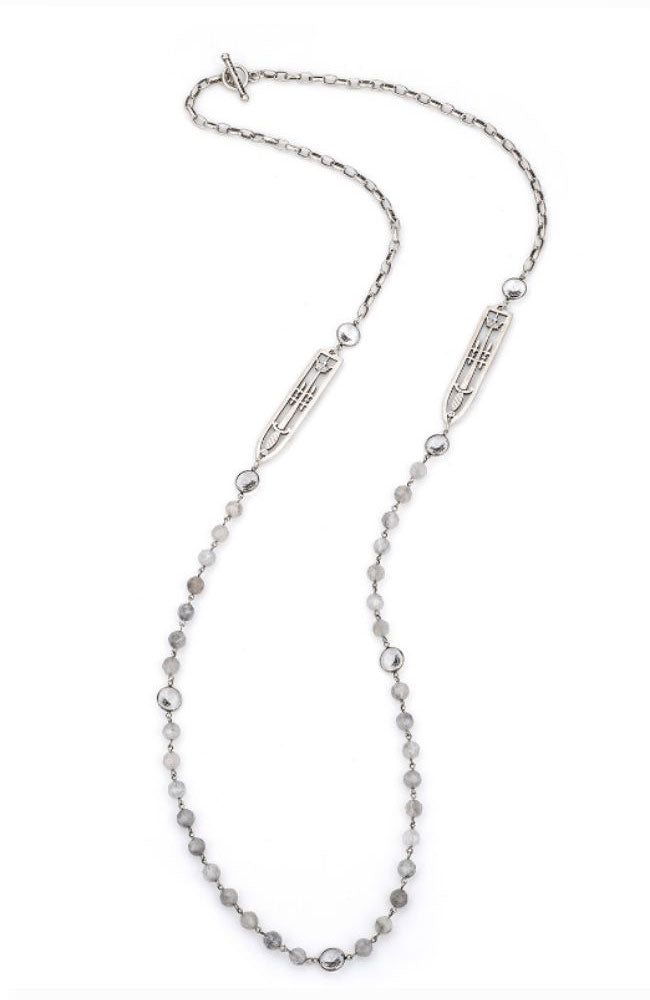 45" Silver Chain Cloudy Quartz