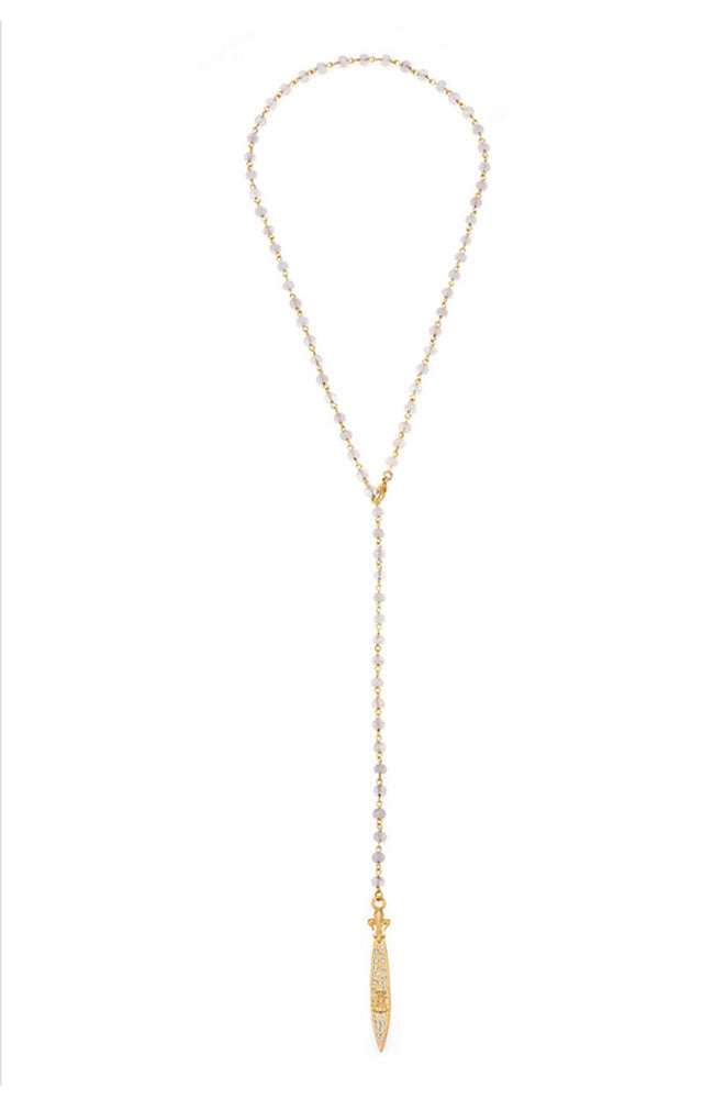 28" Rose Quartx with Pointu Pendant