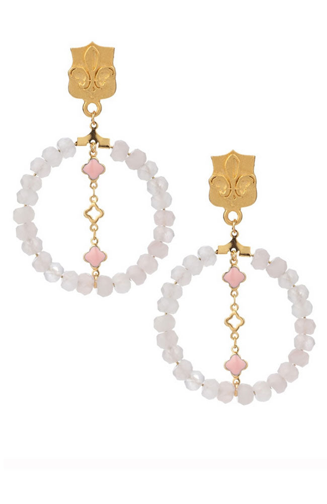 Rose Qtz Hoops Blush Quatrefoil