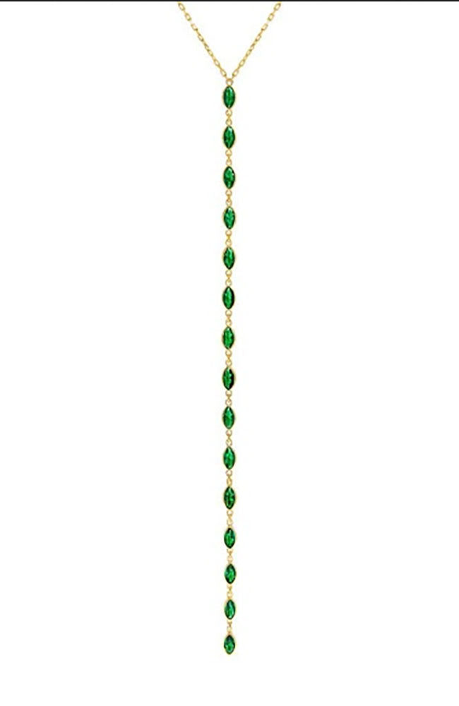 Marquise Lariat in Green and Gold