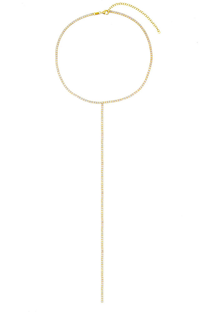 Tennis Lariat Necklace Gold