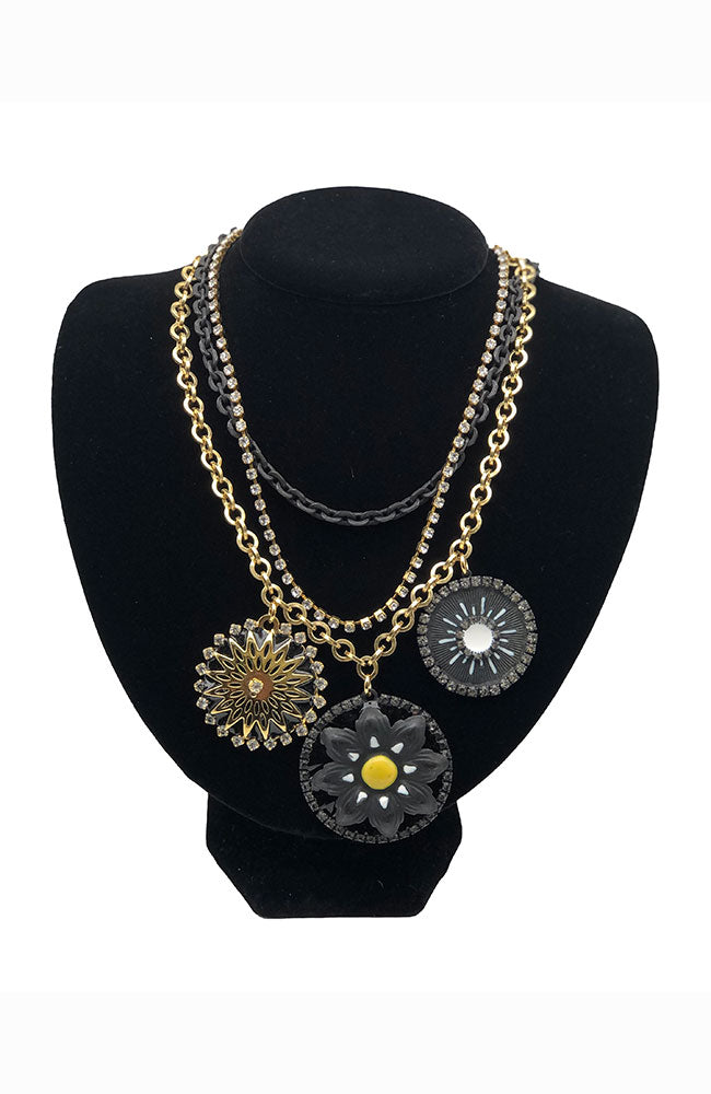 Gold & Smutt Enamel Charm Neck