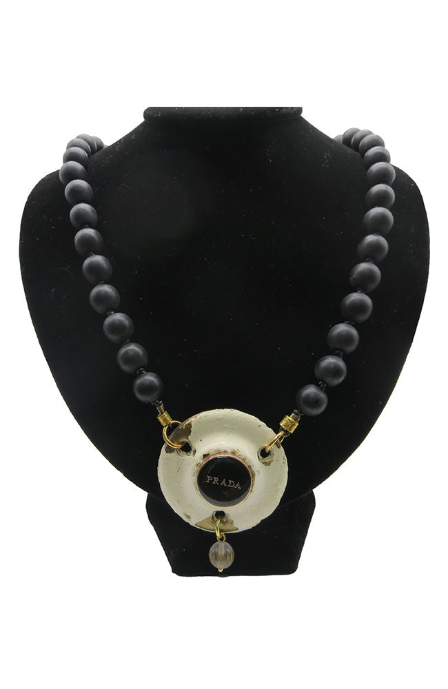 Vintage Black Pearl P Necklace