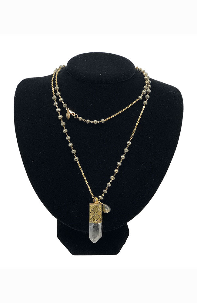Crystal on Pyrite Necklace