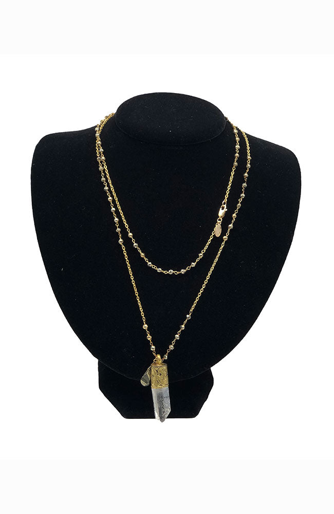 Crystal on Pyrite Necklace Small
