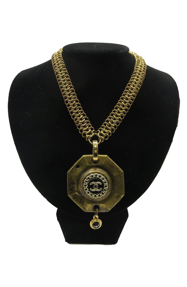 Vintage C Gold Octagon Necklace