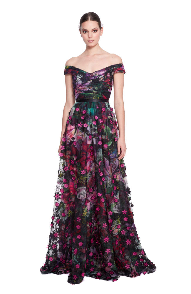 A Line Off the Shoulder Gown