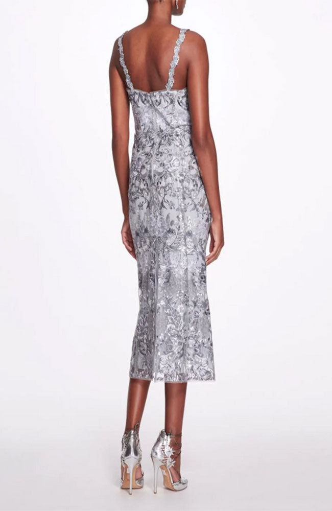 Sleeveless Embroidered Tea-Length Gown
