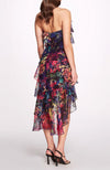 Aquarelle Midi Halter Tiered Cocktail Dress