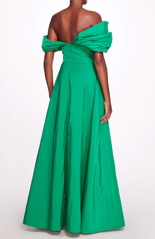 Off Shoulder Emerald Gown A-line