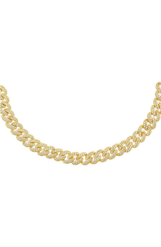 Pave Chain Link Choker Gold
