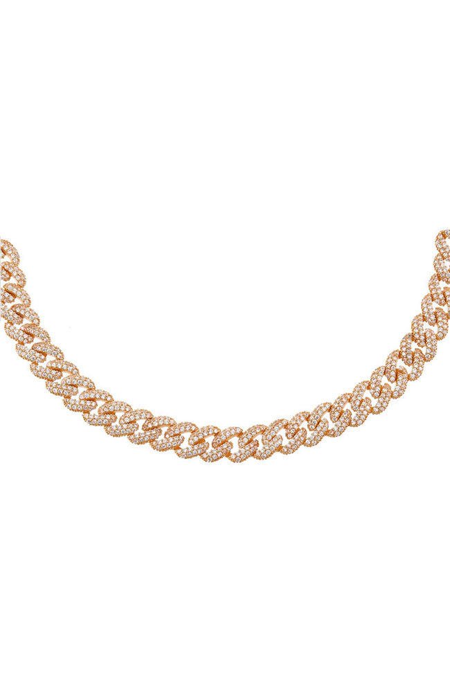 Pave Chain Link Choker Rose Gold