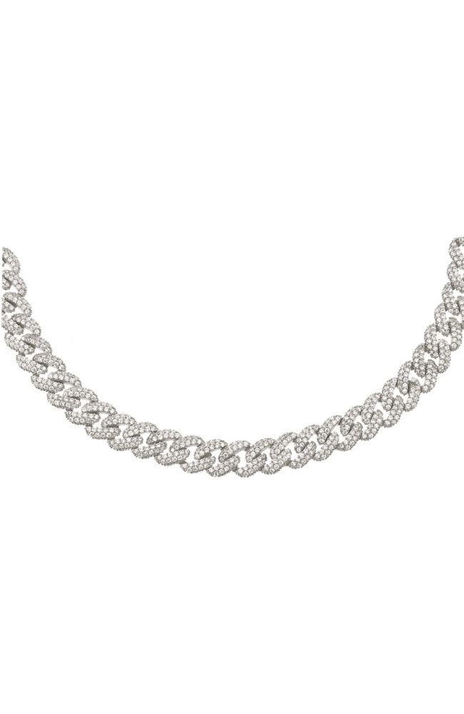 Pave Chain Link Choker Silver