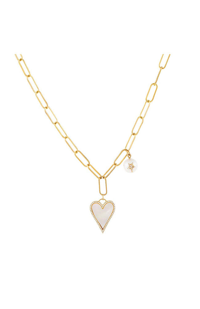 Heart X Pearl PPC Necklace MOP