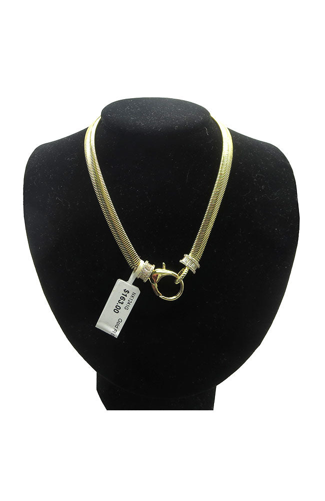 Gold Flat Snake Chain Baguette Lock