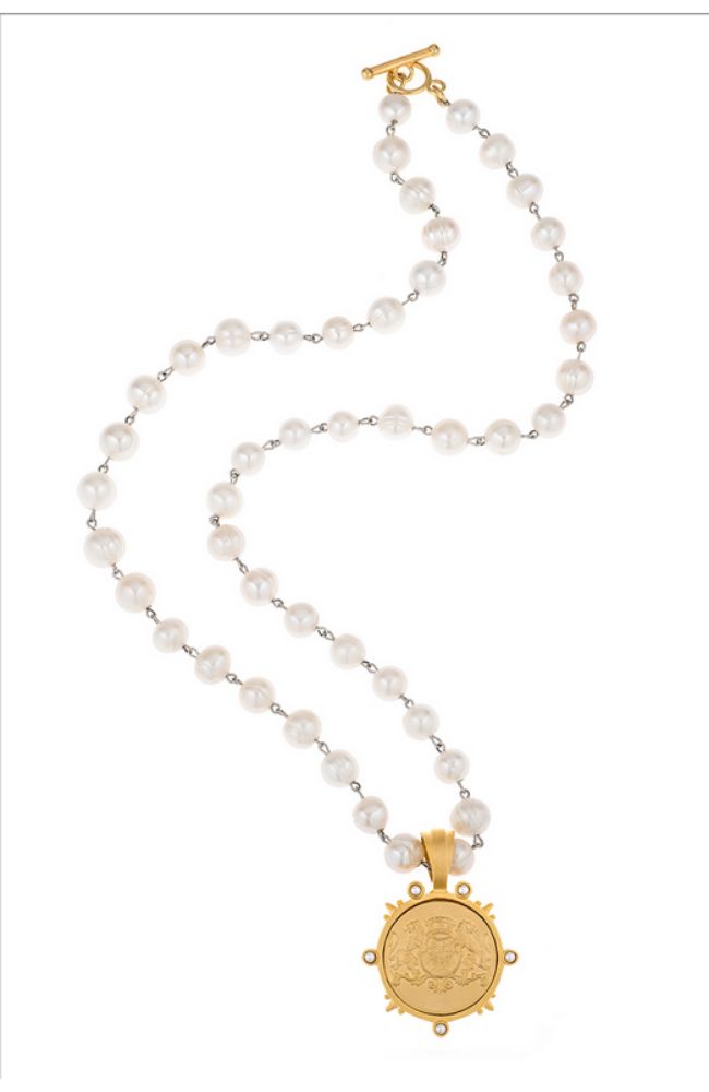 28" Freshwater Pearls with Aime Medallion