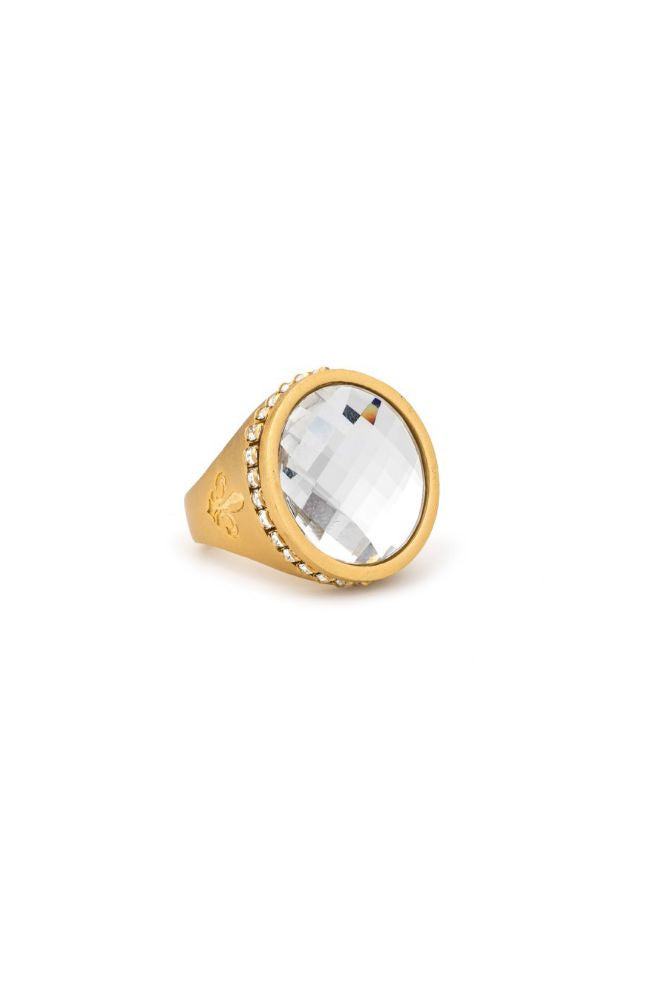 Euro Crystal Signet Ring