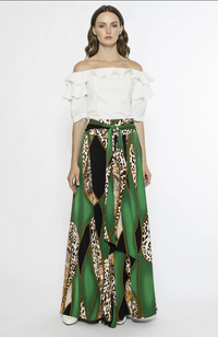 High Waist Palazzo Pants with Leopard and Paisley Print