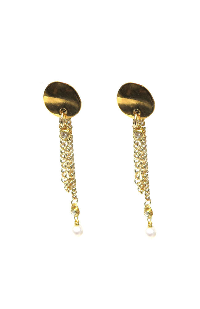 Gold Chain Earring with Pearl