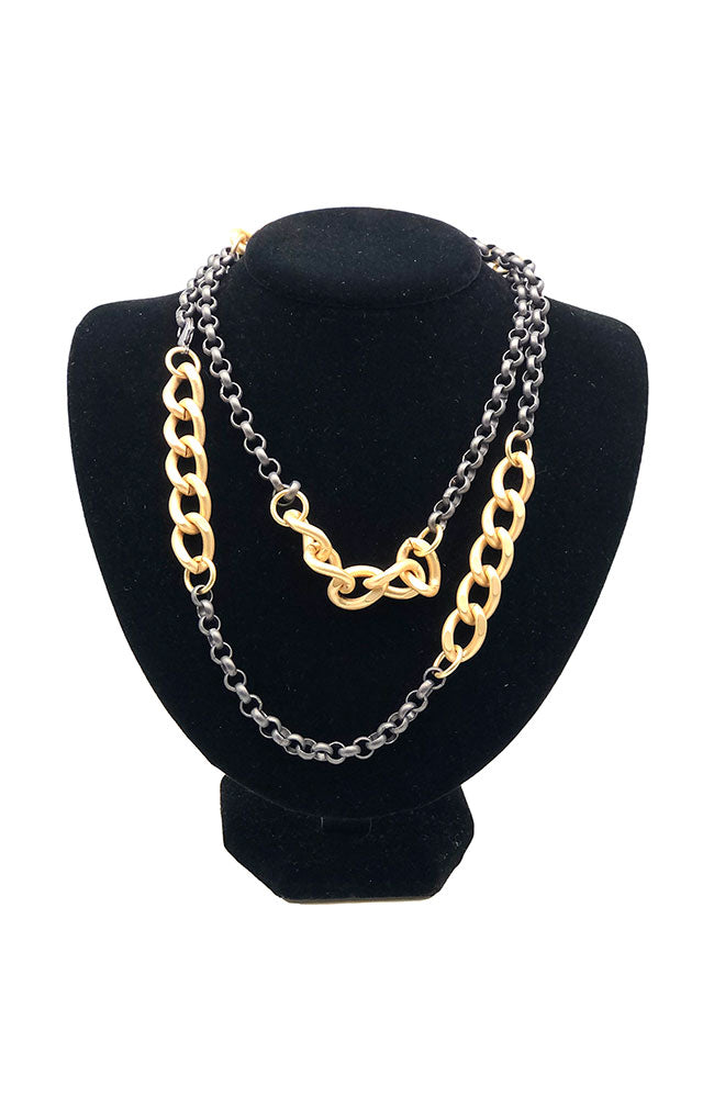 Curb Layer Necklace Gold Gunmetal