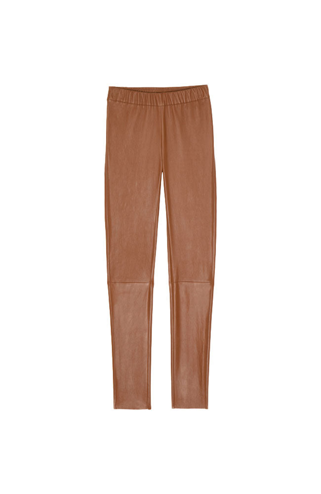 Leather Pull on Legging in Cognac