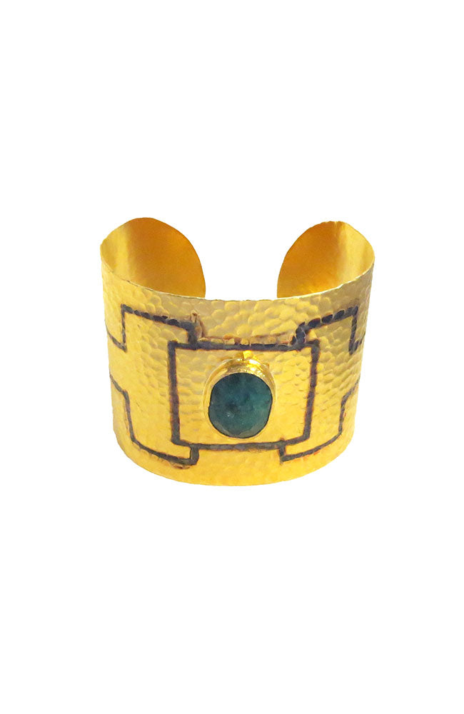 Hammerd Cuff Green Oval Stone