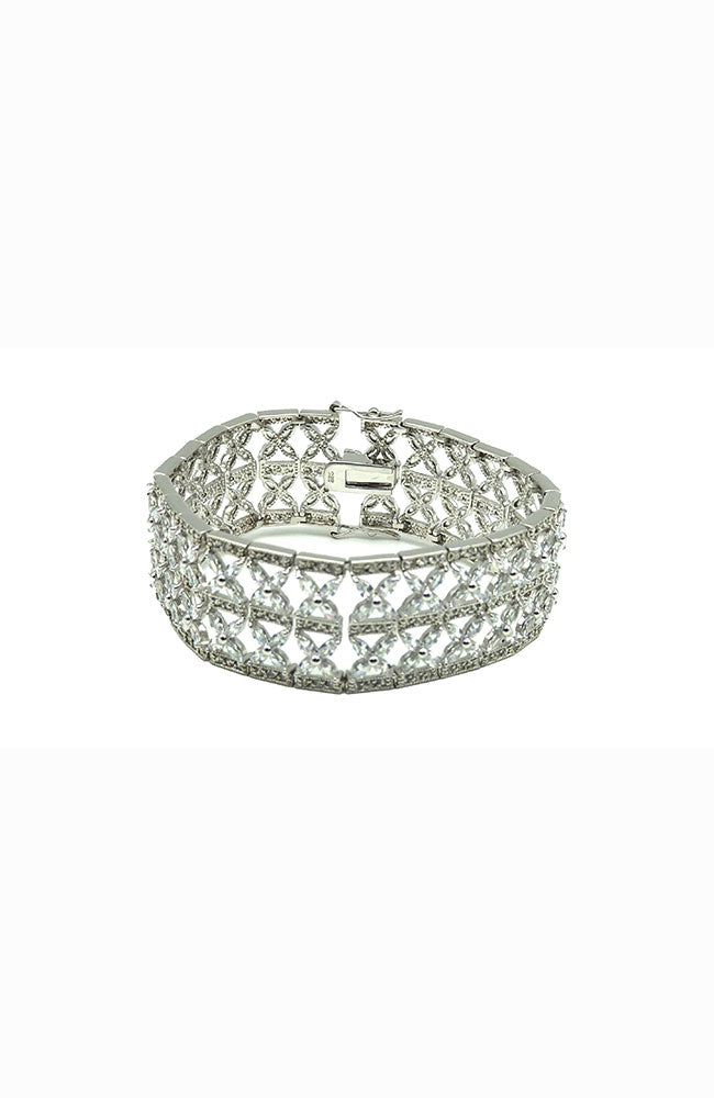 Silver CZ Bracelet Rows of 2 X'S
