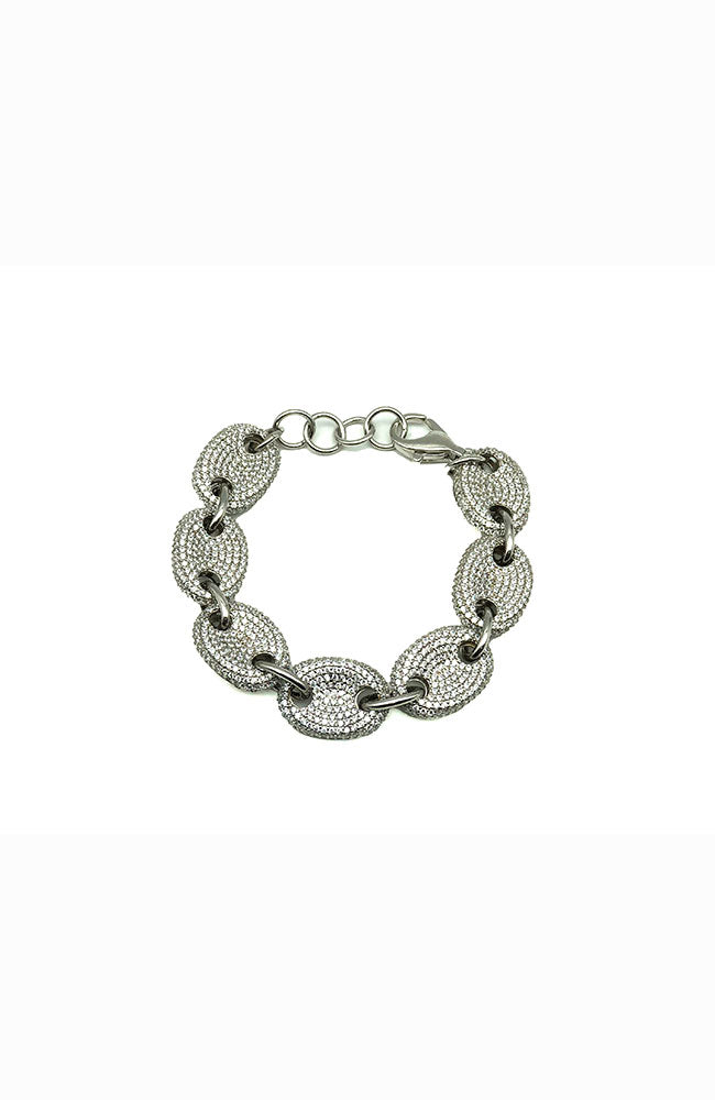 Silver CZ Bracelet 7 Connected Circles