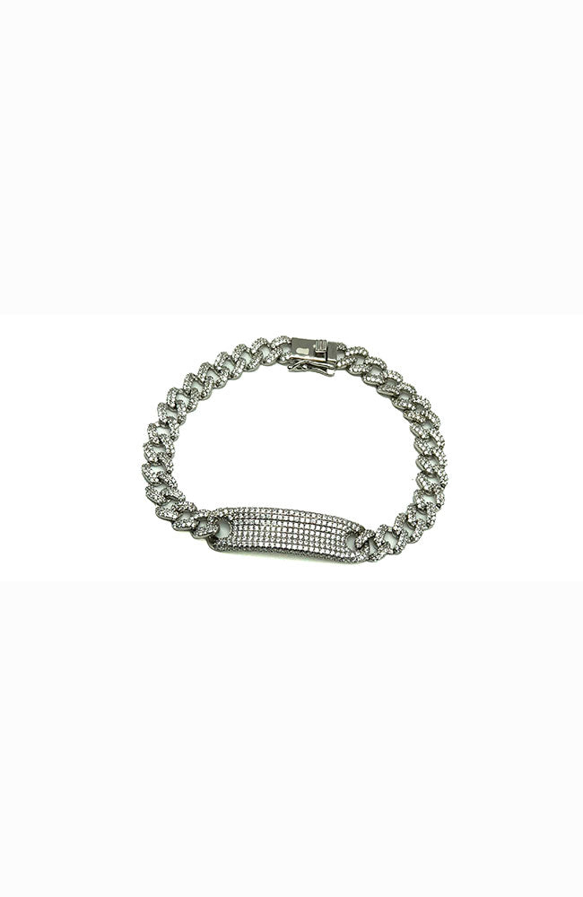 Silver Pave Bar Bracelet