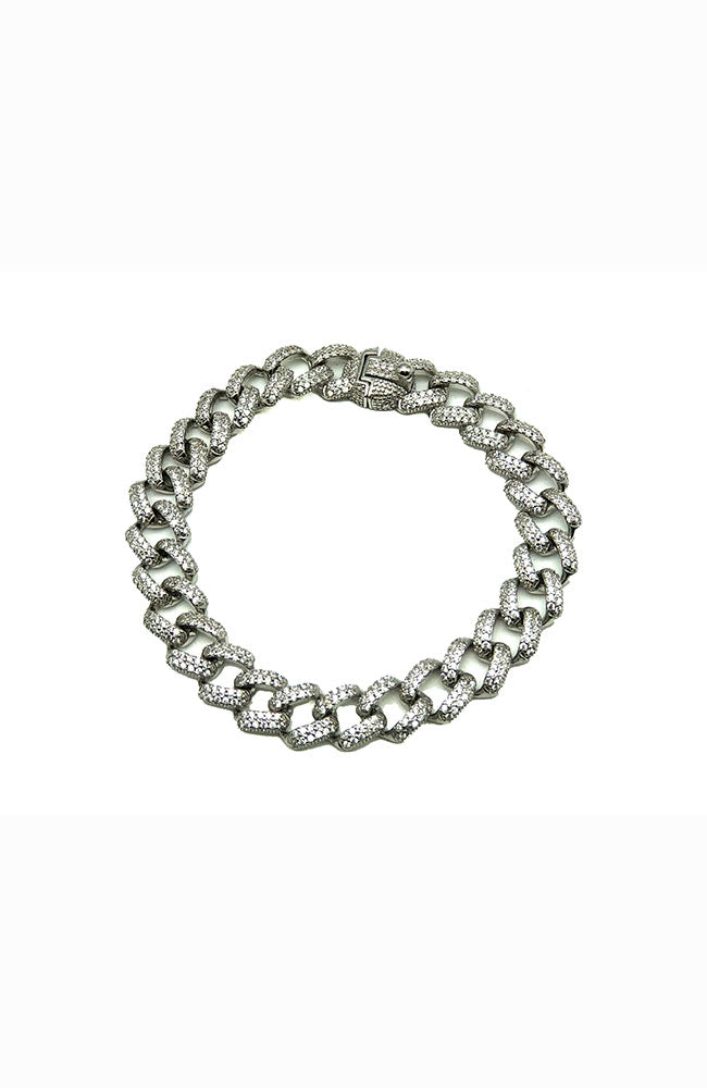 Silver Pave Cobra Chain Bracelet