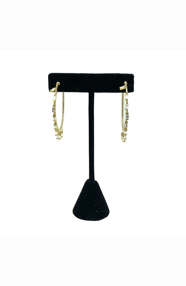 CZ Hoop with Baguettes Gold