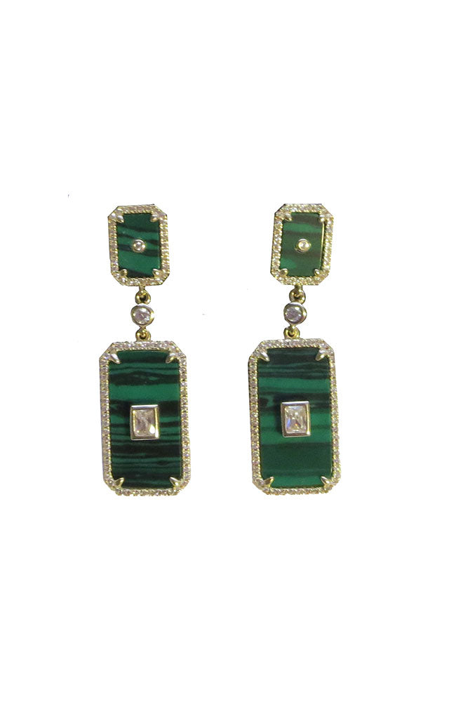 Green Zebra Earring Gold Trim