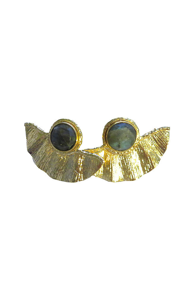 Olive Stone with Angel Wing Earrings