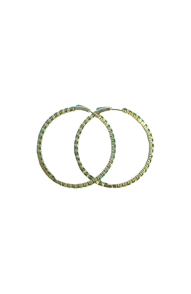 Hoop Green Rhinestone 1.75"