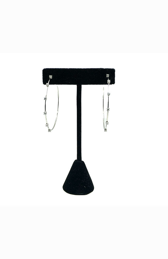 Large Hoop with CZ Stations Silver